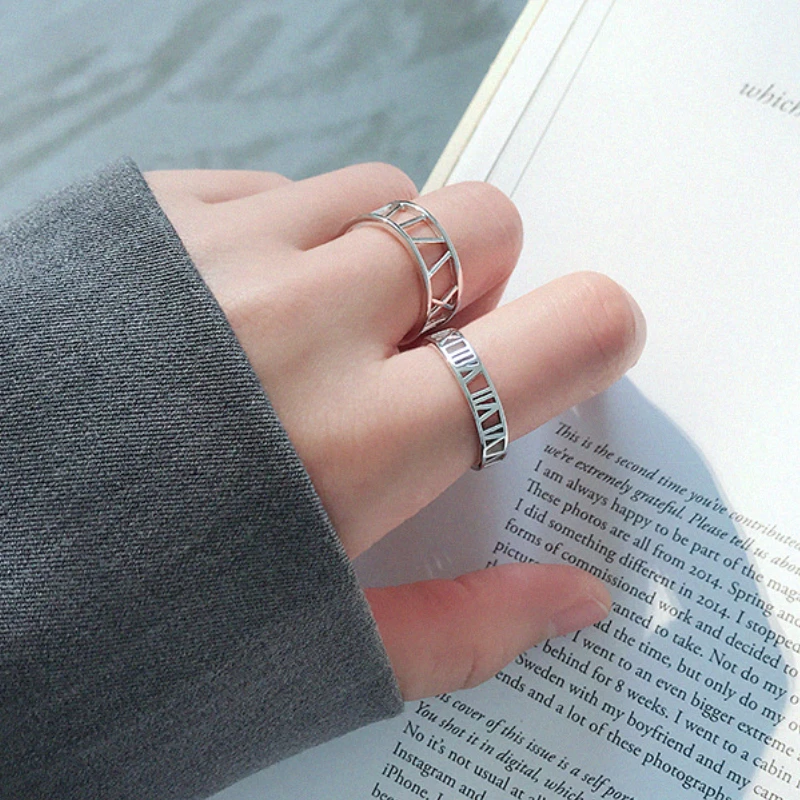 Fashion Designer Roman Numerals Shape Rings Original S925 Sterling Silver Ring for Woman Luxury Fine Jewelry Female Gift Factory