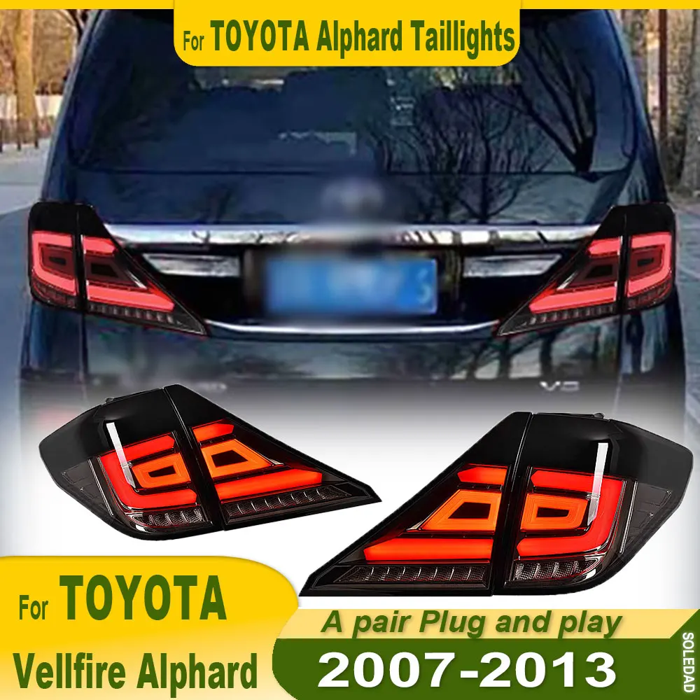 2pcs Tail Lights For Toyota VELLFIRE ALPHARD 2007-2013 Car FULL LED Tail Lamp Rear DRL Indicator Turn Signal Light Plug and play