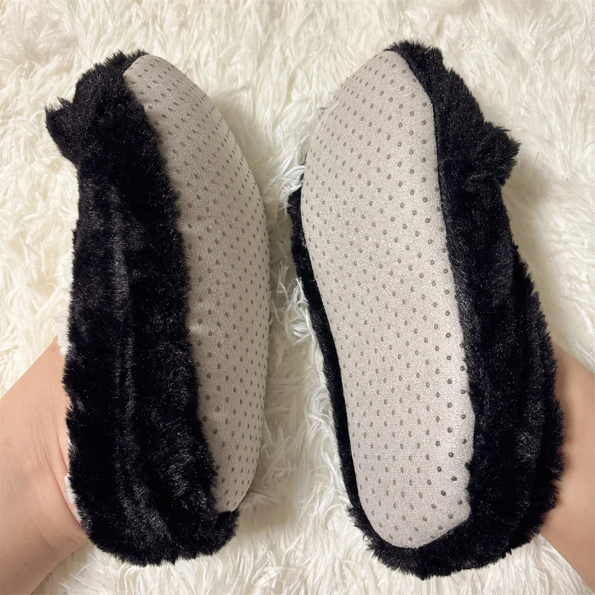 Home Fuzzy Slipper Women Cat Penguin Winter Fur Contton Warm Plush Non Slip Grip Indoor Fluffy Lazy Female Embroidery Floor Shoe