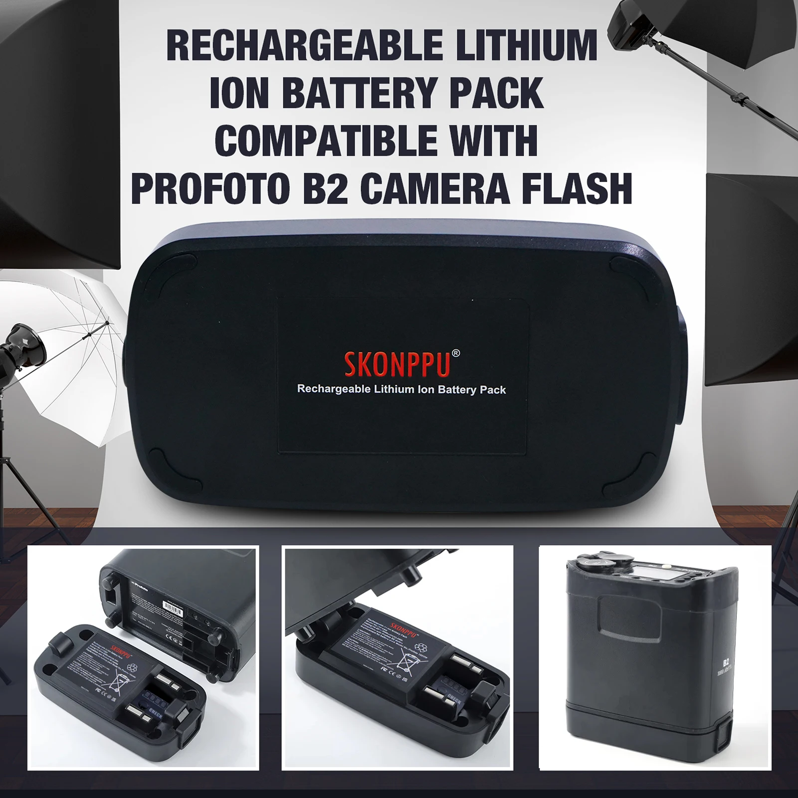 Skonppu paket baterai Li-Ion isi ulang 100396 untuk Profoto B2 14.4V 3000mAh 36Wh