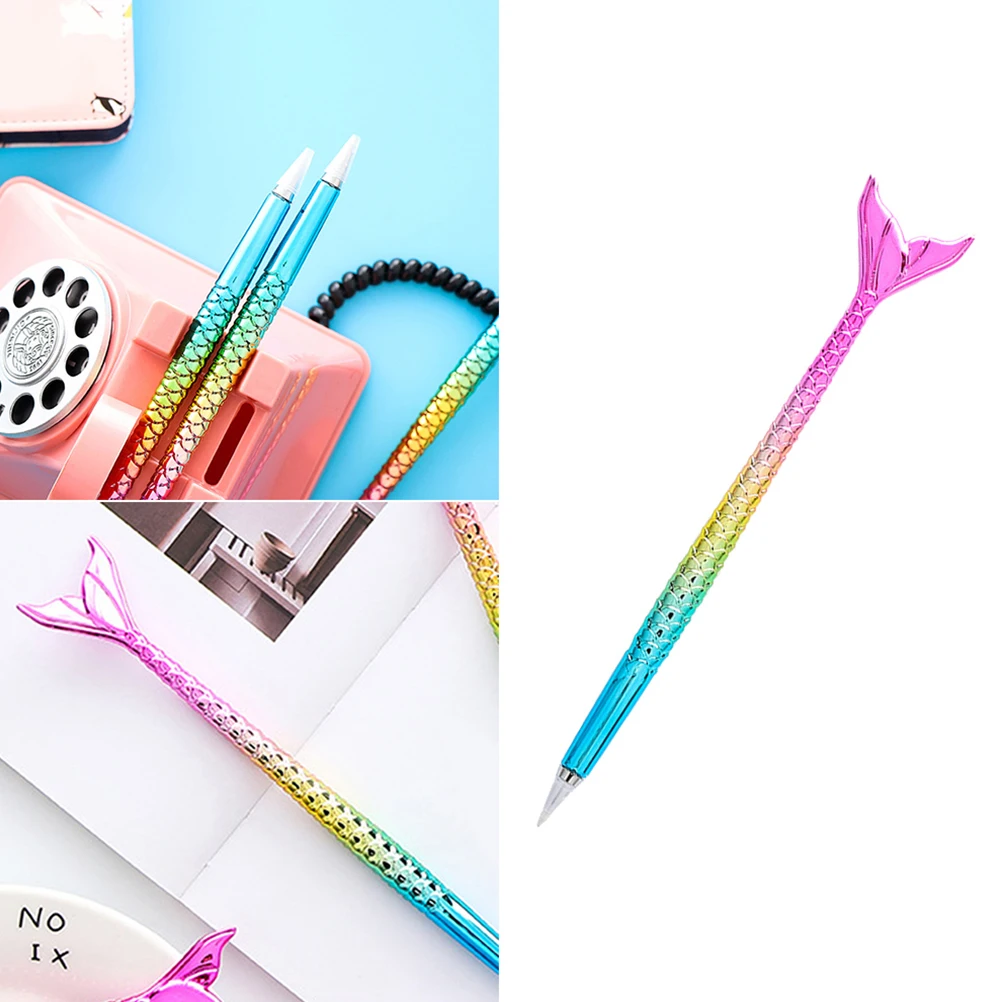 

4 Pcs Ballpoint Pen Colorful Pens Writing Student Stationery Supplies Creative Signing Mermaid Tail Shaped