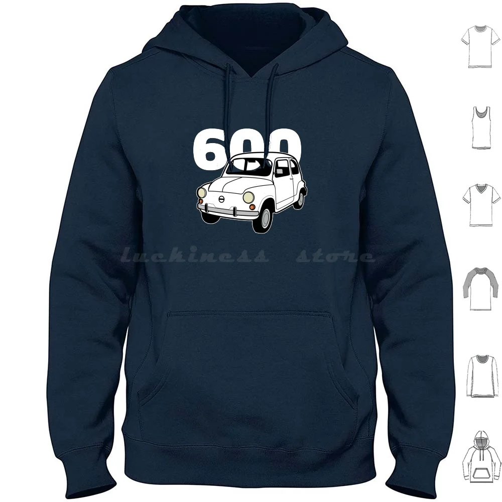 

600 White V2 ( Dark ) Hoodies Long Sleeve Seat 600 Seat 600 Car Retro Six Hundred Automobile Spain Fiat Fiat 600