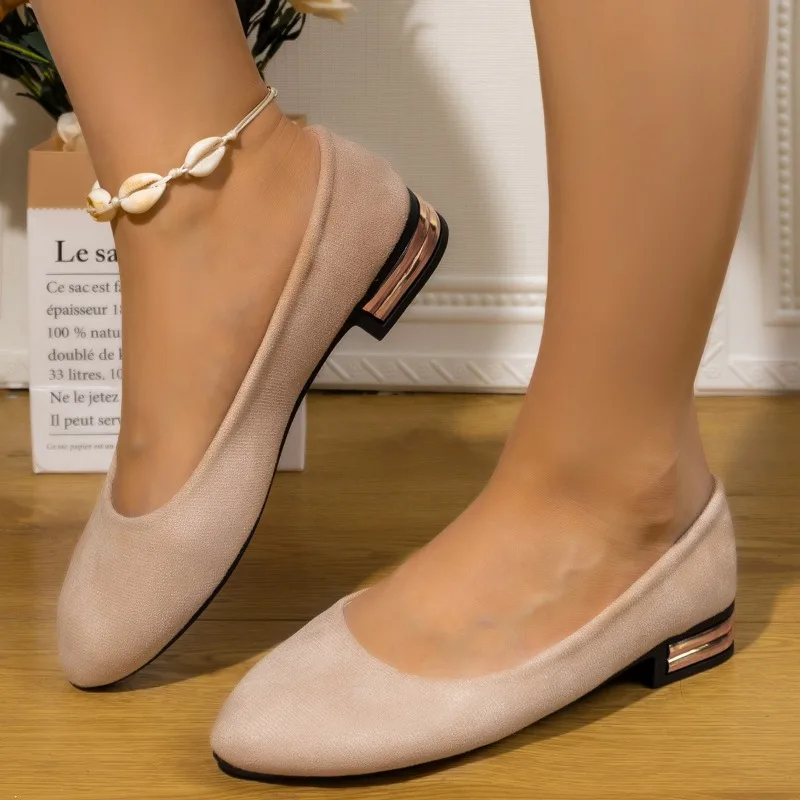 

Замшевая женская обувь Sharp, новинка 2025 года, стильные туфли на низком каблуке с неглубоким носком, женская повседневная обувь с квадратным корнем