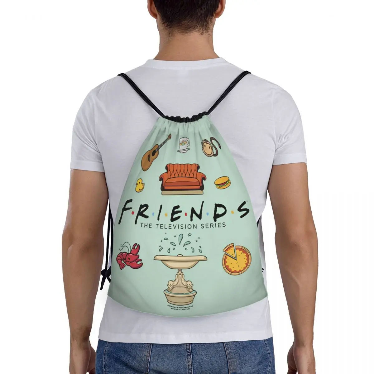 フレンズテレビ番組巾着バックパックジムスポーツサックパックヨガ用ストリングバッグ