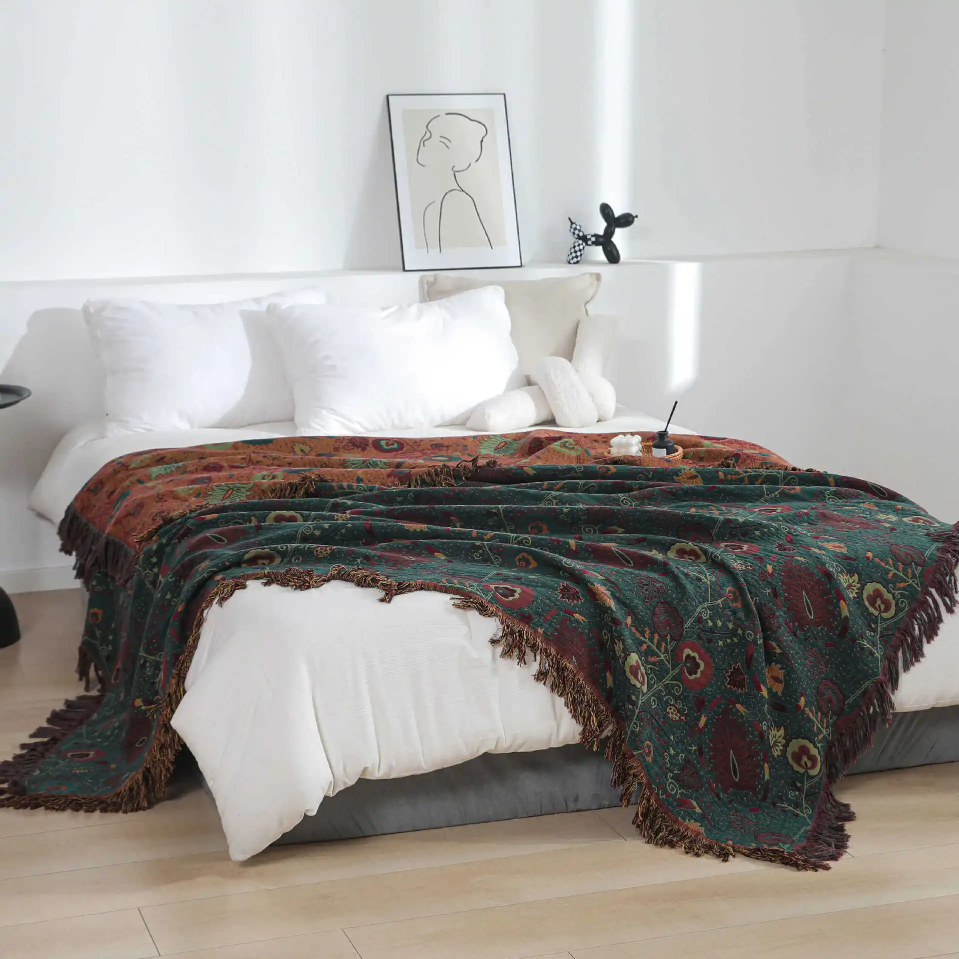 Summer thin fringed washed jacquard gauze blanket pure cotton towel quilt air conditioner blanket office nap small blanket
