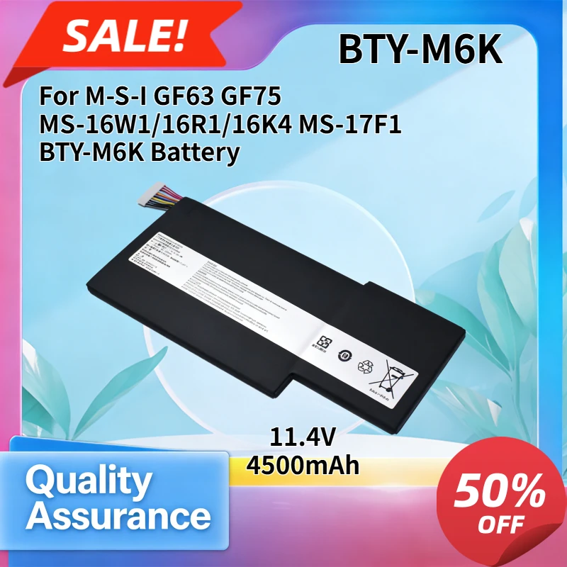 High quality 4500mAh Applicable to M-S-I GF63 GF75 MS-16W1/16R1/16K4 MS-17F1 BTY-M6K Battery