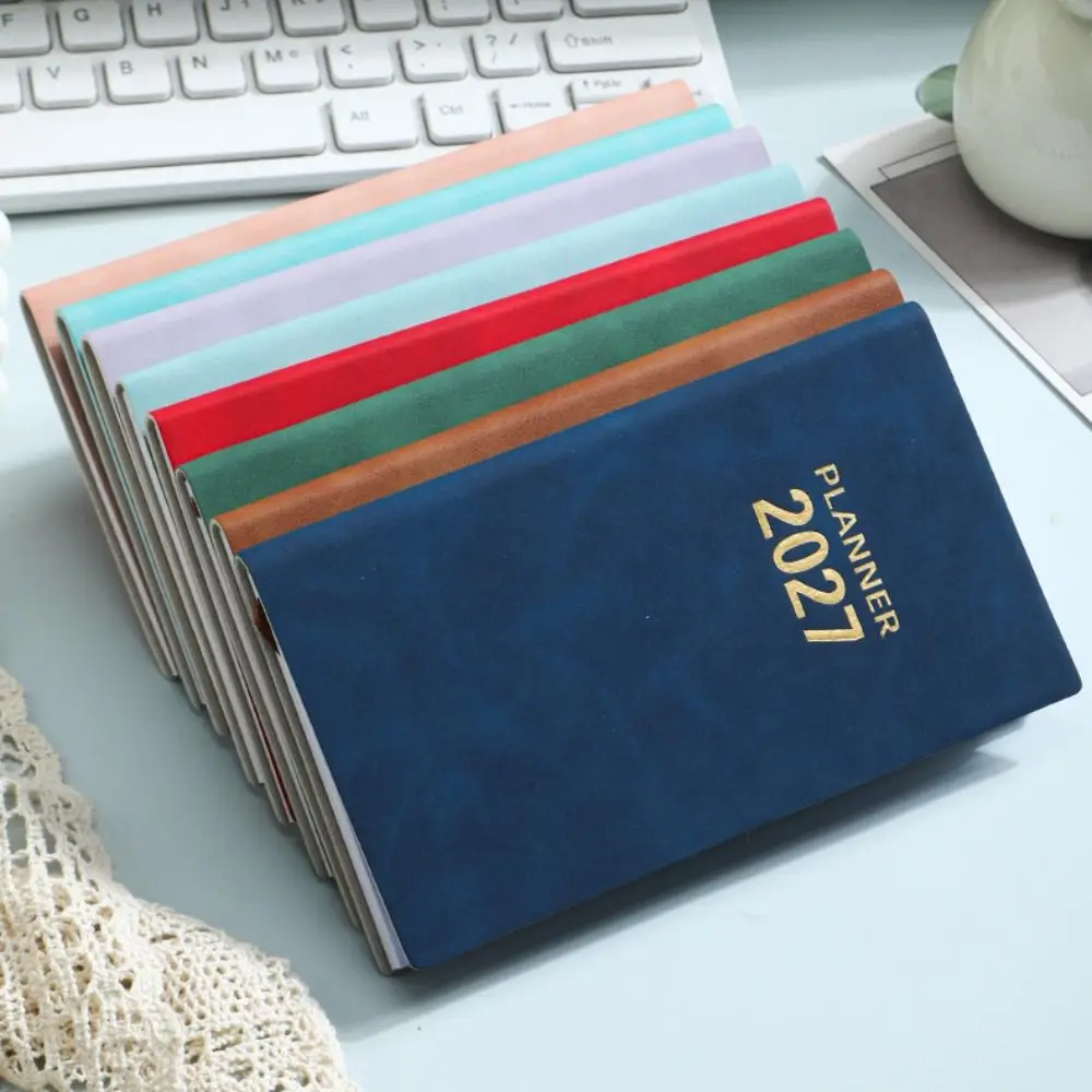Portable A6 2027 Schedule Book Planner Reminder To Do List Daily Planner Book Textured PU Planner Notebook Office Supplies