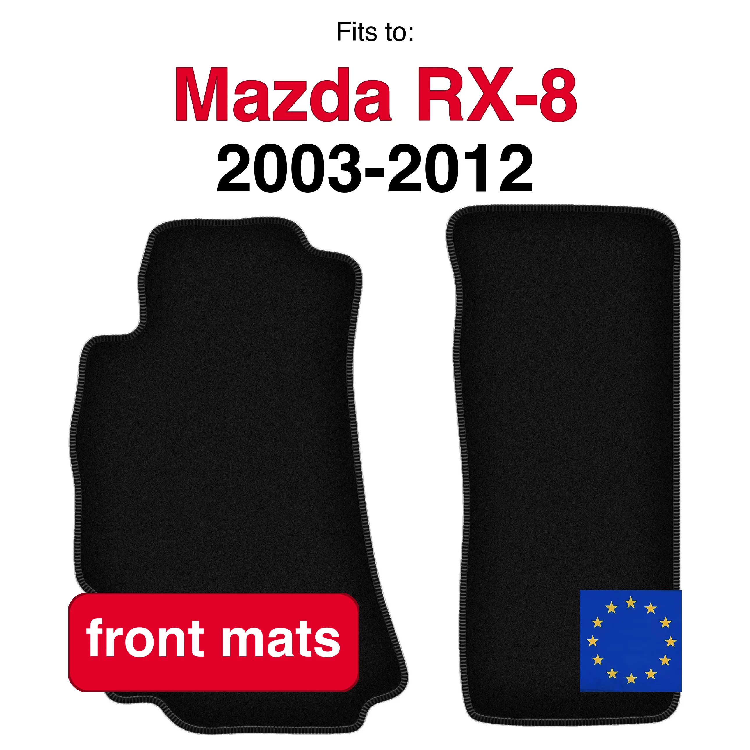 Velour vloermatten voor Mazda RX-8 Coupé (2003-2012) - Zwart (2 stuks) set auto vloermatten voor de voorkant van de auto