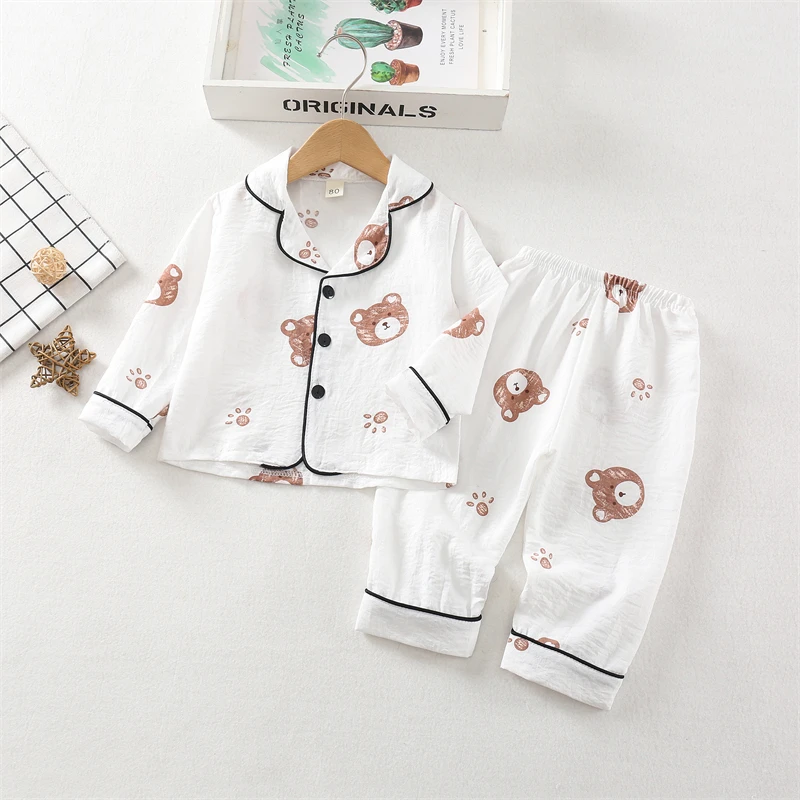 New Spring Autumn Baby Clothes Children Boys Sleepwear Tops And Pants Kids Pajamas Infant Girls Clothing Toddler Casual Costume