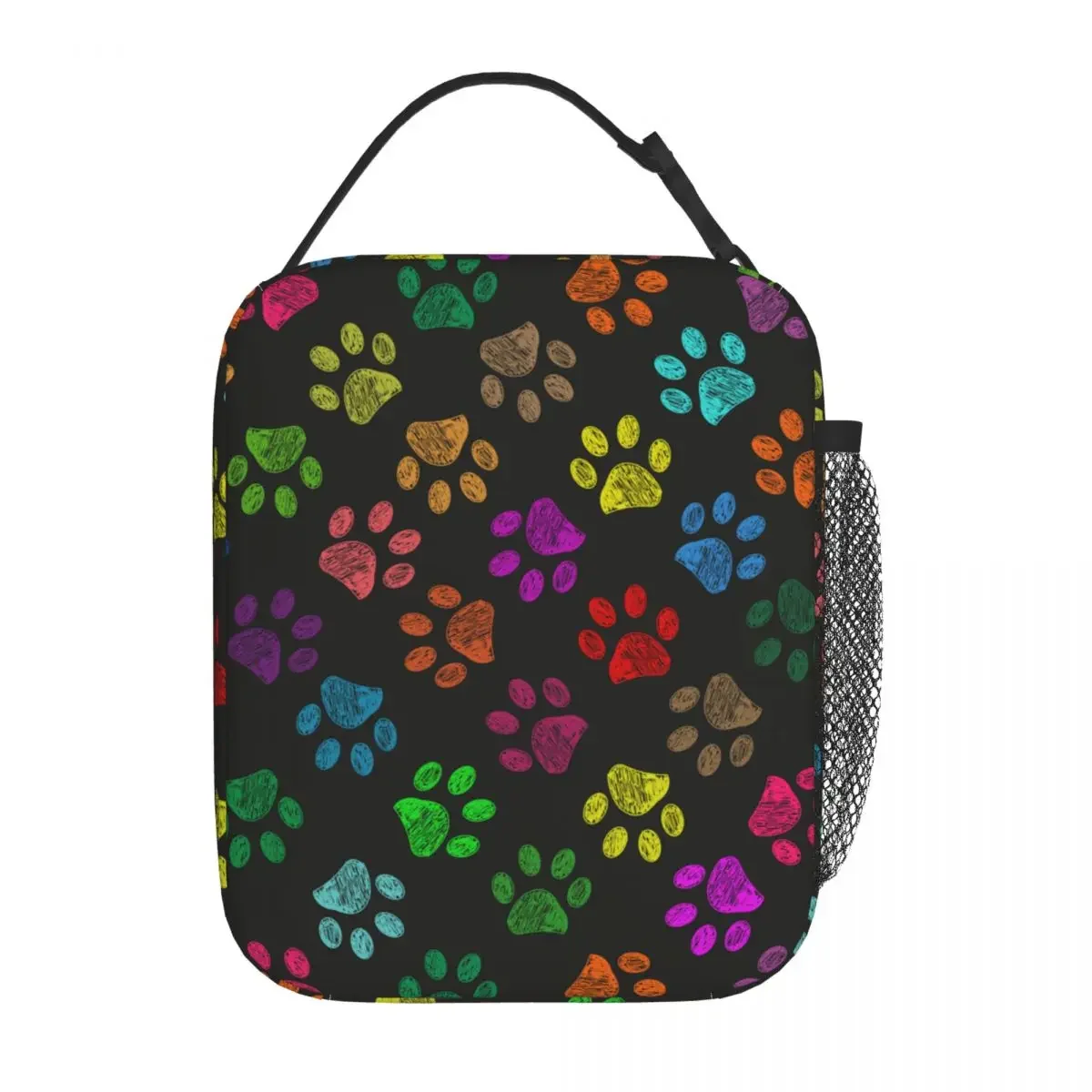 

Colorful Dog Paw Animal Foot Prints Insulated Lunch Bags Food Container Portable Thermal Cooler Bento Box For Work