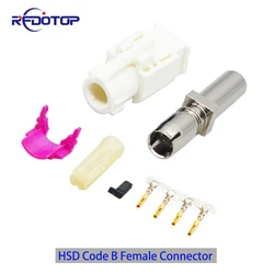 1 Uds Fakra 4 Pin Core HSD código B conector recto hembra coche marcha atrás arnés de cableado de vídeo enchufe para Cable HSD LVDS