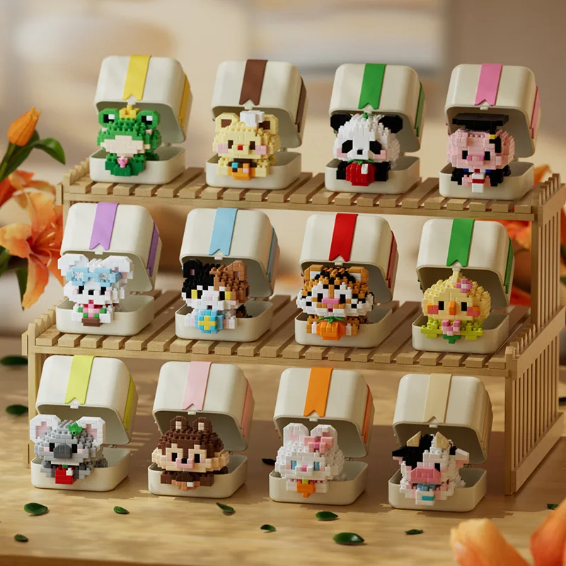 

Kawaii Animal Gift Box Micro Building Blocks Panda Pig Parrot Squirrel Tiger Dog Cat Mini Brick Figure Toys For Kids Santa Gift