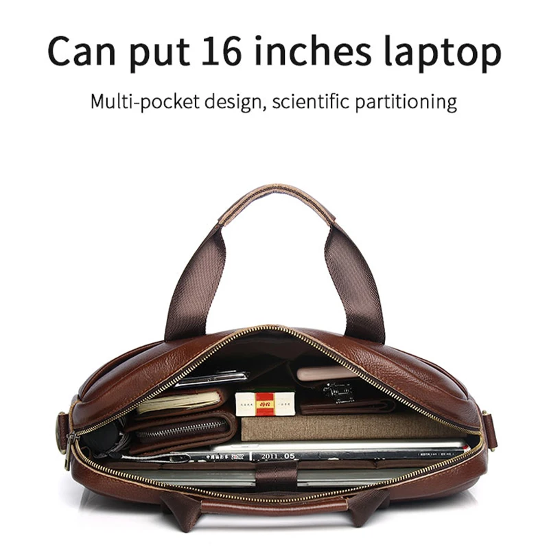 Borsa per valigette in vera pelle retrò per uomo Borsa per computer da ufficio da 15,6 pollici Borse vintage Valigetta per laptop