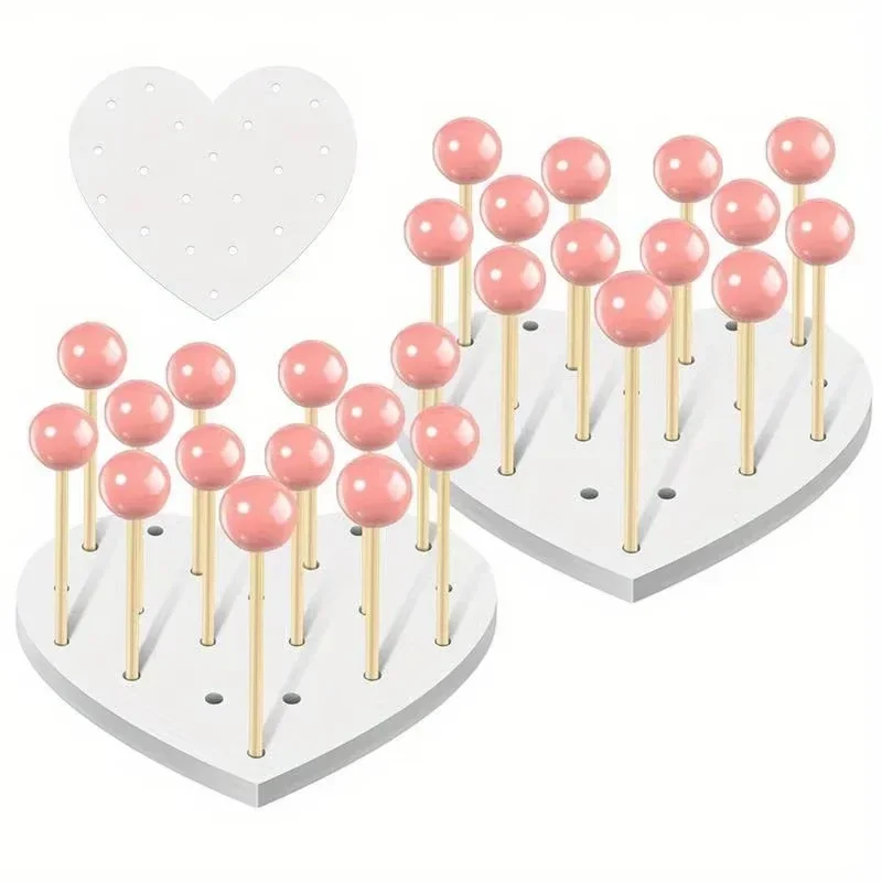 1/2 pc 2026 Nouveau Support de Présentation Premium en Acrylique en Forme de Cœur pour Sucettes, Support Perforé pour Bonbons, Idéal pour Décoration de Fêtes et Célébrations