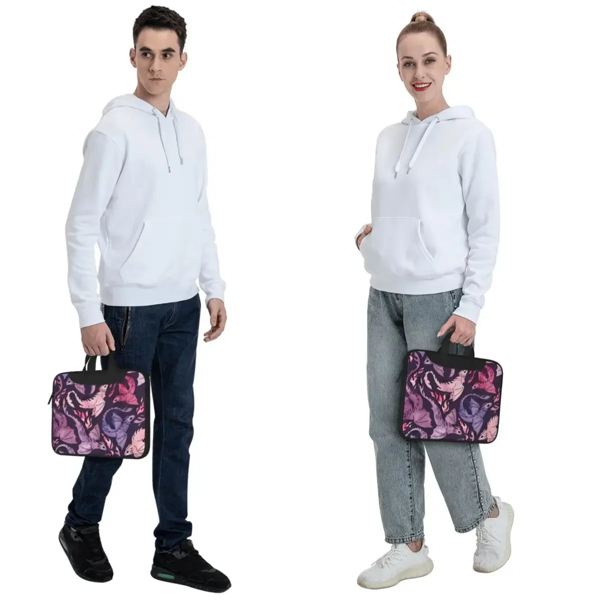 Dragon Fire Dark Pink Purple Crossbody Laptop Bag Case Computer Bag 13 14 15.6 Inch Notebook Pouch for Macbook Pro