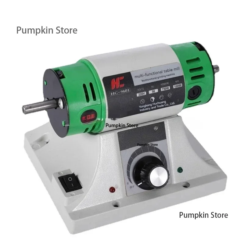 220V Electric Bench Polishing Grinding Machine Gem Jewelry Rock Grinder Desktop Lathe Polisher Adjustable Speed 0-10000RPM 750W