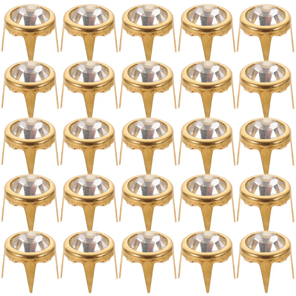 50 Pcs Decorative Rivets Crystal Rhinestones Brads Claw Nails Diy Bag Clothing Studs Spikes