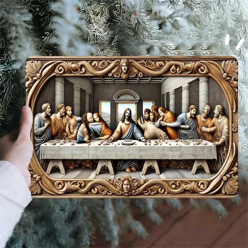 

The Last Supper Relief Panel - Retro Sign for Cafes, Bars & Shops, Home Decor, Garden Outdoor Wall Gift, 7.9x11.8"/11.8x17.7"