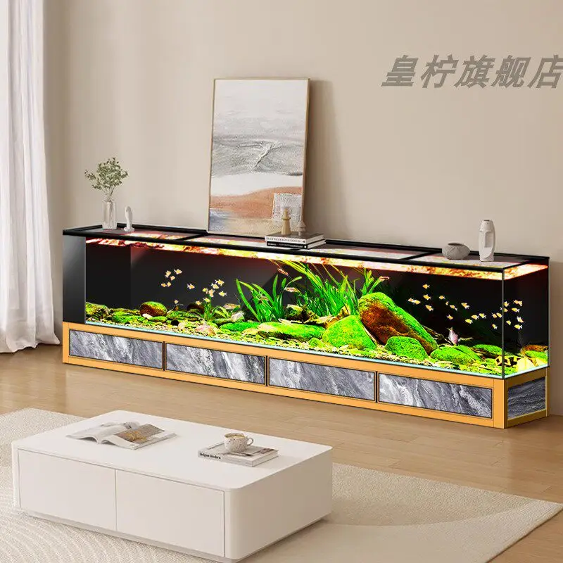 CX new fish tank tea table one-piece living room ultra-white glass floor-to-ceiling intelligent ecological aquarium