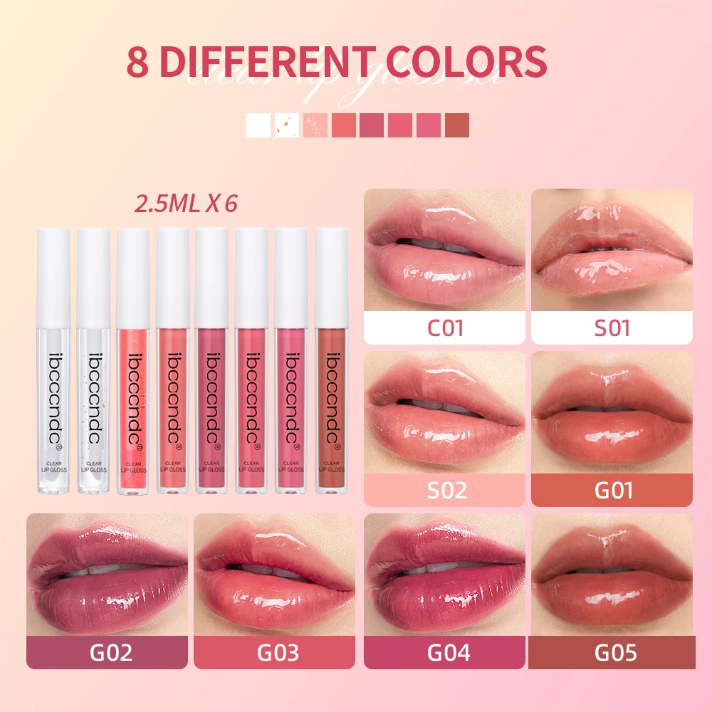 

6 Colors Crystal Jelly Moisturizing Lip Oil Set Plumping Lip Gloss Makeup Sexy Plump Lip Glow Oil Tinted Glassy Lip Coat Shiny