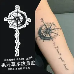 New Herbal Temporary Tattoos for Women Man Arm Compass Fake Tattoo Waterproof Moon Letter Art Tattoo Festival Lasting Stickers