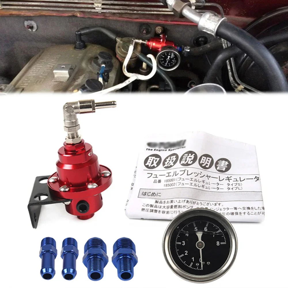 Car Adjustable Fuel Pressure Regulator with Gauge Kit Universal Vehicle Refitting fuel Supercharger Auto Replacement Parts