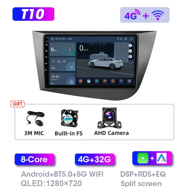 Srnubi Android Autoradio Voor Seat Leon 2 MK2 2005-2011 Bluetooth Carplay Multimedia Speler GPS Navigatie 2 Din stereo Head Unit
