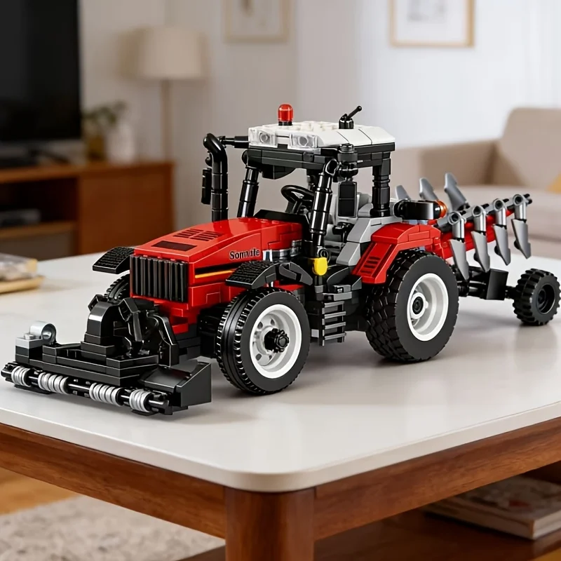 

778 Pcs Tractor & Bulldozer Track Vehicle Building Blocks Set Modern Agricultural Engineering Desktop Model Kit for Adults