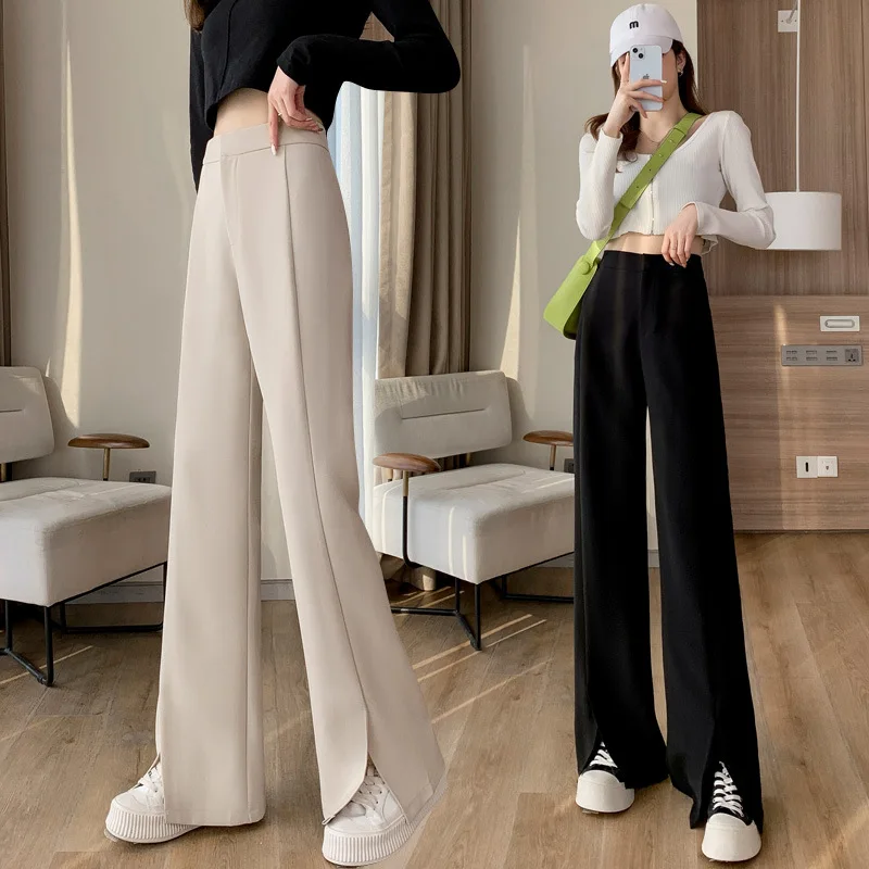 

Wide Leg It for Women's Spring summer 2024 New Women's Pants with Slit Micro Flared Pants High Waisted Casual Pants