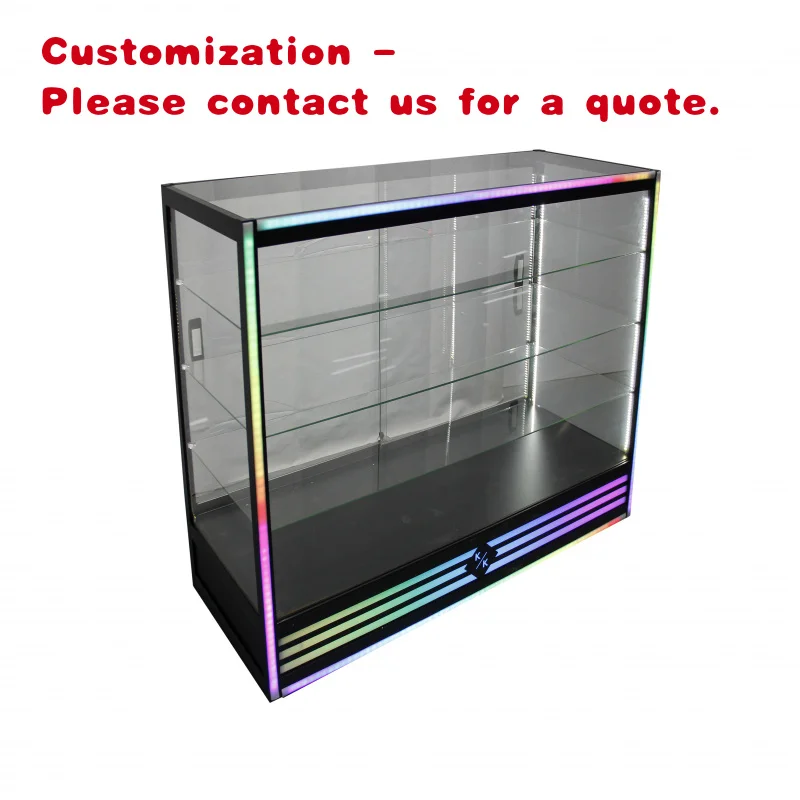 custom.Custom Muti-color showcase Glass 3pcs Glass Shelf Can Adjustable Glass Cabinet Display Cabinet