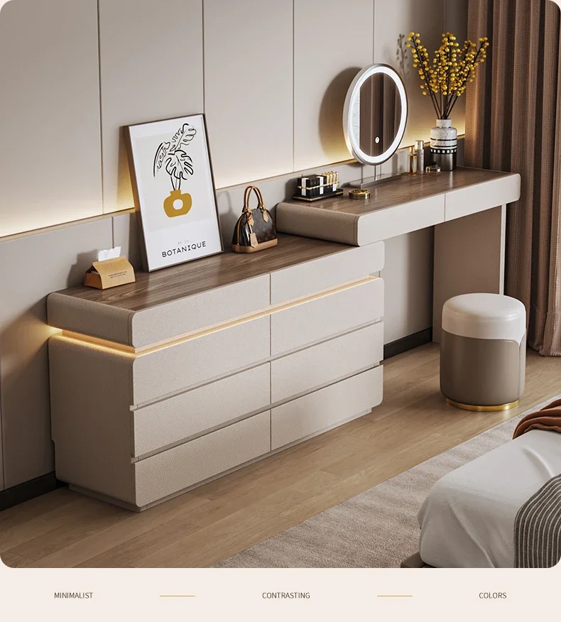 AAD96 Modern Simple Dresser, Chest And Cabinet Integrated 2025 New Makeup Table, Bedside Makeup Storage Cabinet
