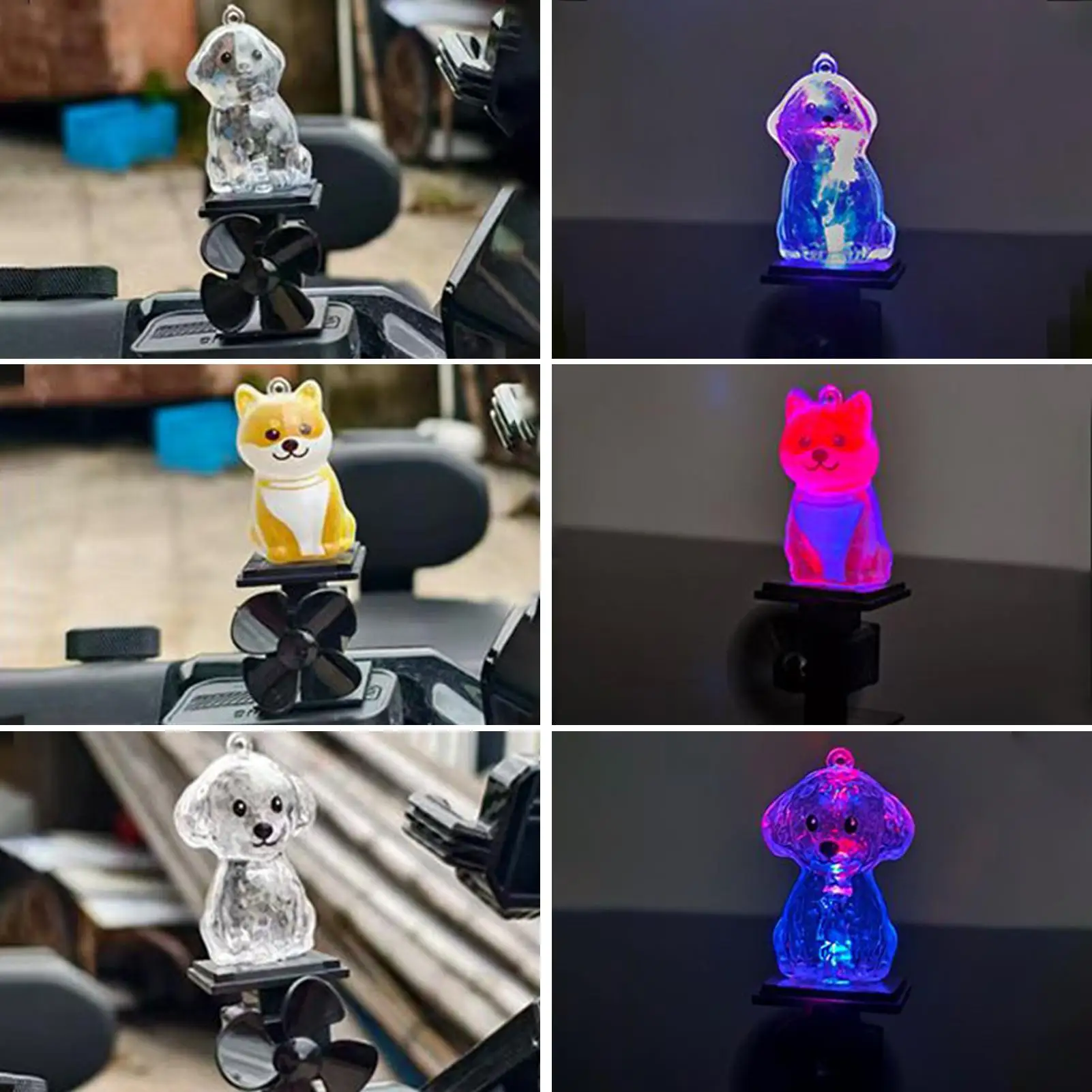 Light Up Dog Decorations Motorcycle Decoration Wind Powered Animal Figurine For Motorcycle Handlebar Outdoor Cycling Night