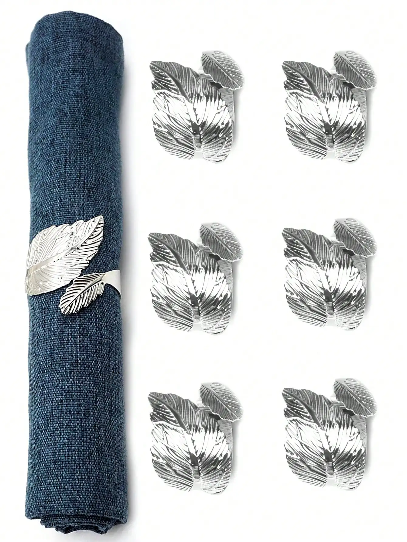 2/6/20 Leaf-Shaped Gold Napkin Rings, Shiny Metal Napkin Holders for Table Decoration, Stylish Autumn Napkin Rings in Bulk, Suitable for Christmas, Easter, Weddings, Parties, Elegant Table Setting Gift Ideas