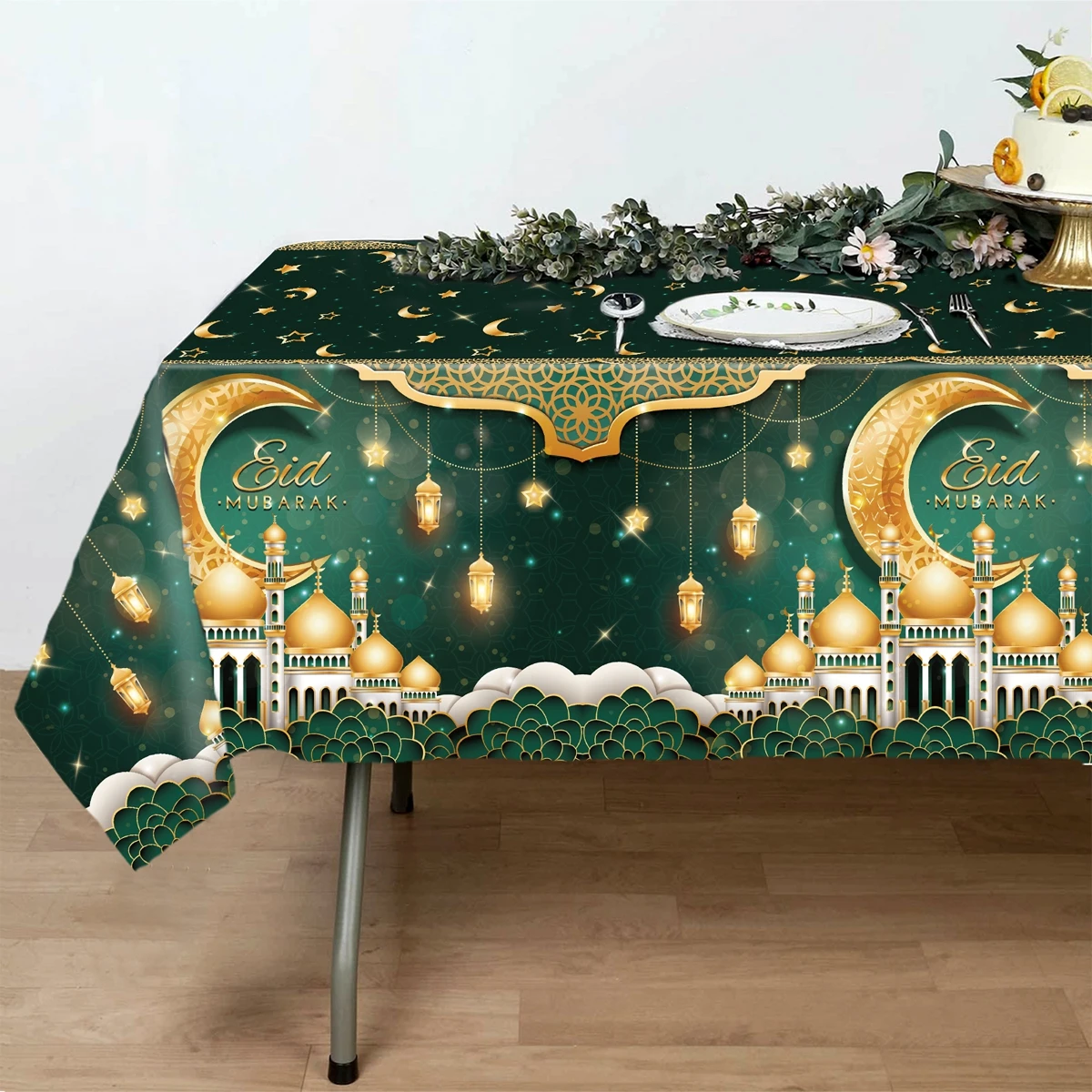 Ramadan Kareem Decor Castle Polyester Tablecloth Eid Mubarak Decor Ramadan Mubarak Muslim 2025 Islamic Al Adha EID Muslim Decor