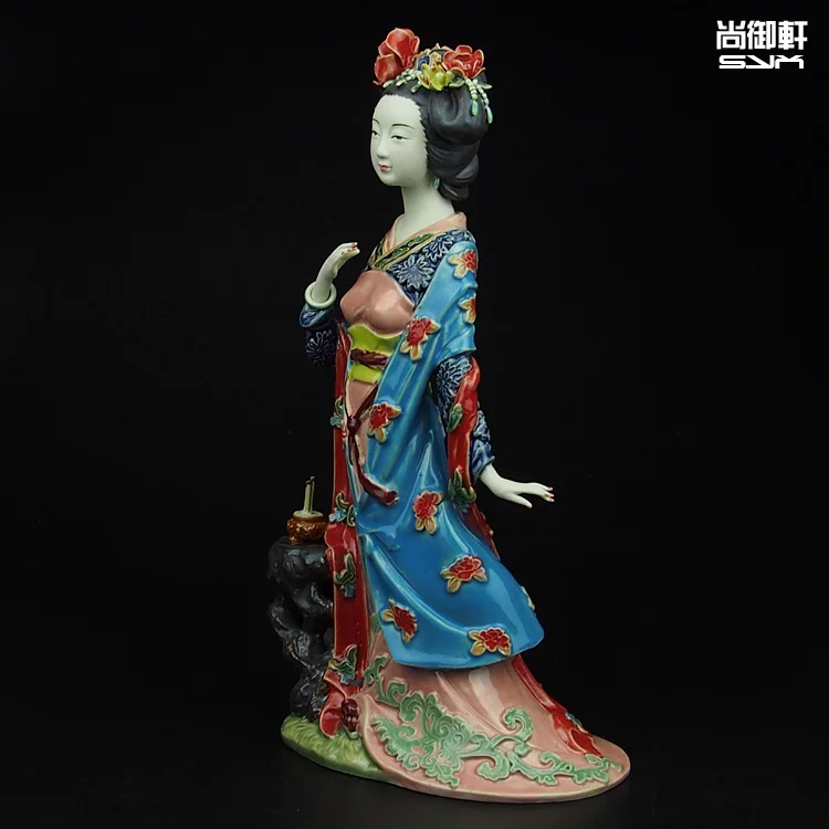 Boneka Shiwan master of fine ancient beauty Diao Chan miniatur wanita kerajinan tangan ornamen keramik dekorasi Perabotan Rumah