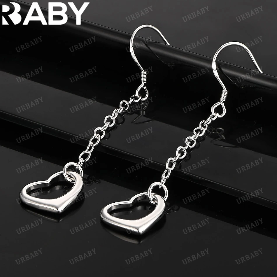 

URBABY 925 Sterling Silver Earrings Heart Earrings Drop Earrings For Women Jewelry Fashion Party and Daily Wear