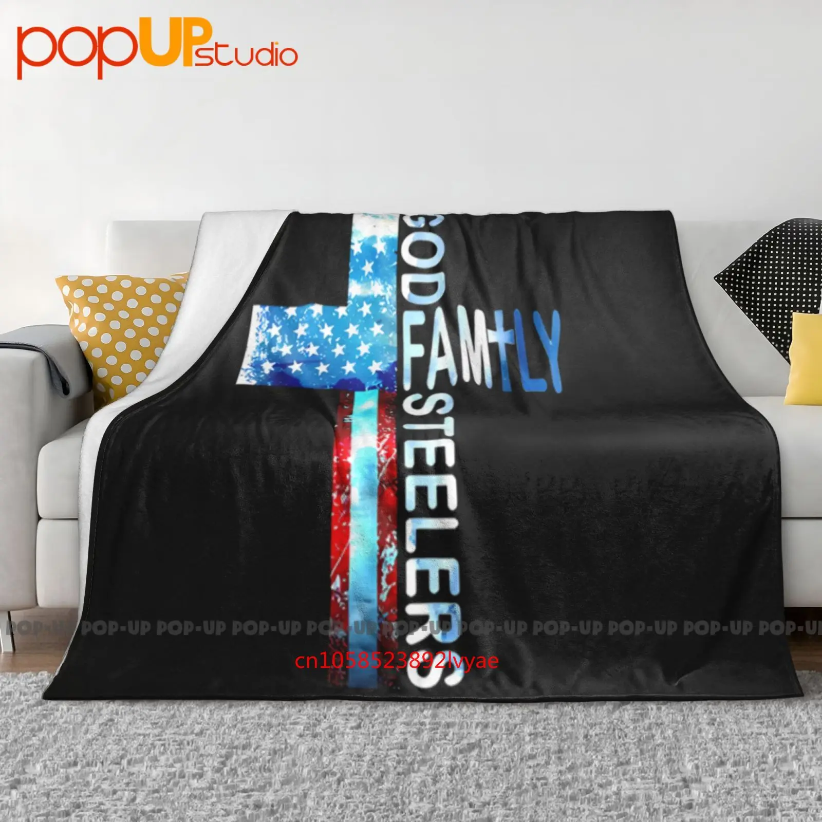 God Family Steeler Faith Cross American Flag Ultra-Soft Blanket Quilt Winter Sofa Cover Bed Covers
