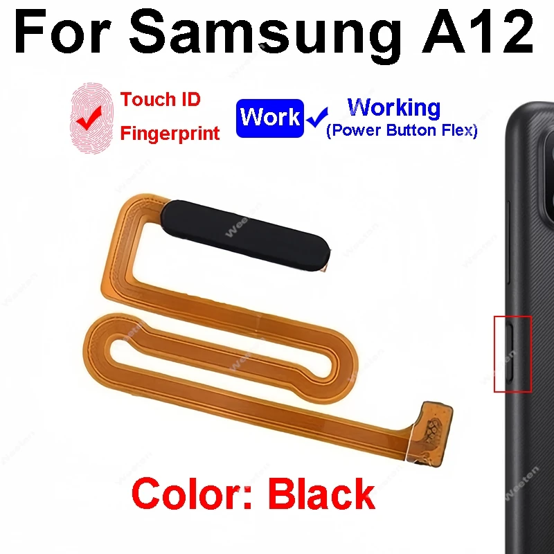 

For Samsung Galaxy A12 A125 M12 M127 SM-M127F SM-A225F Fingerprint Touch ID Connector Flex Cable With Power Button Parts