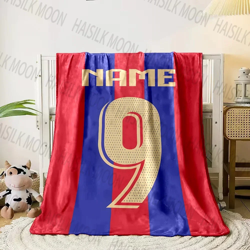 (Memo U Name)1PC Custom Name Personalized Blanket Football Jersey Printed for Sofa Bed Cover Blanket Suitable for Holiday Gifts