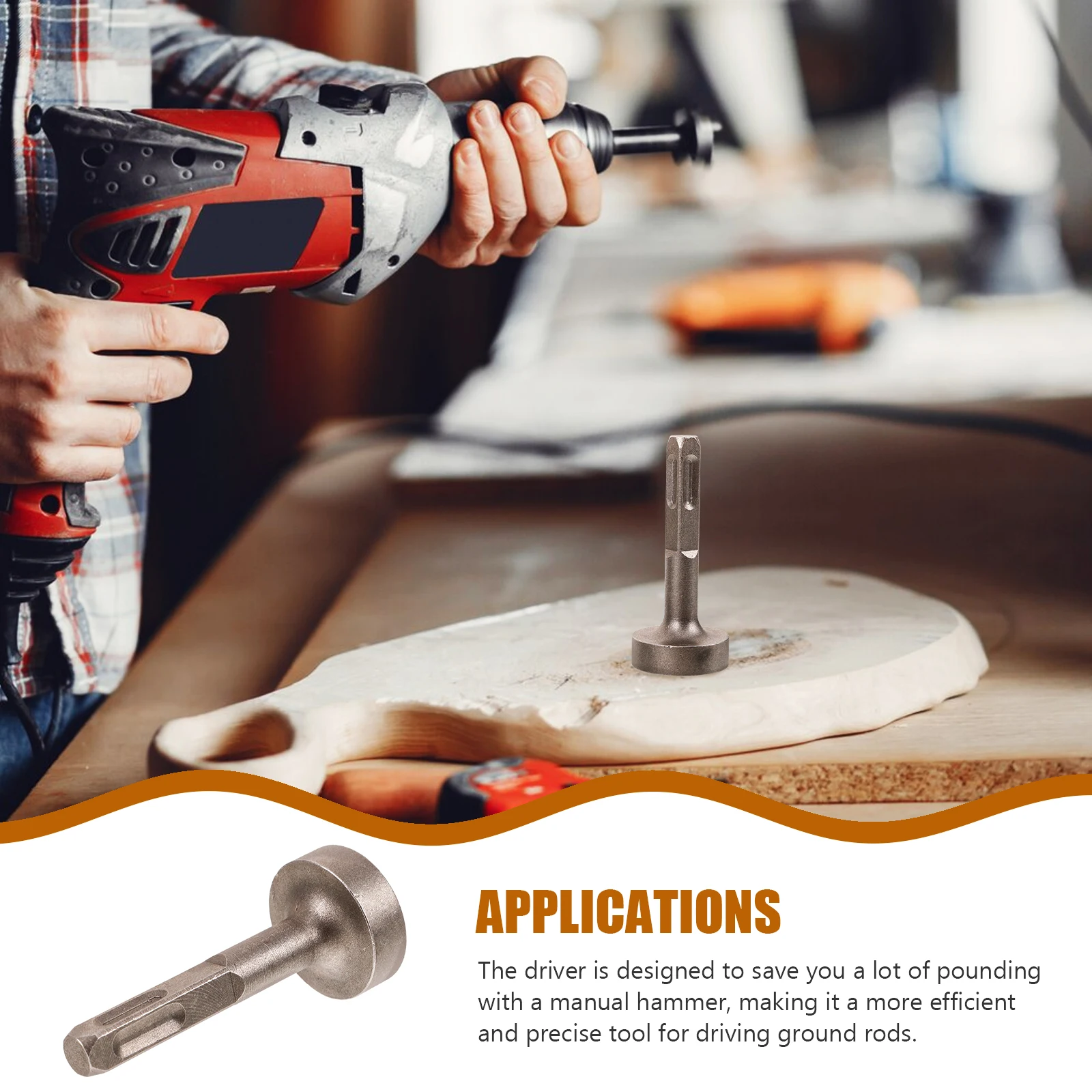 

Steel Ground Driver Tool For Rotary Hammer Drill Sturdy Durable Replacement Rod Driving Tool Heavy Duty Industrial Use Hammer
