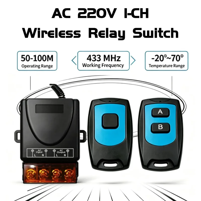 AC 220V 30A Relay Universal Remote Control Switch 433mhz Wireless Switch and On Off Transmitter for Light Lamp Water Pump Door