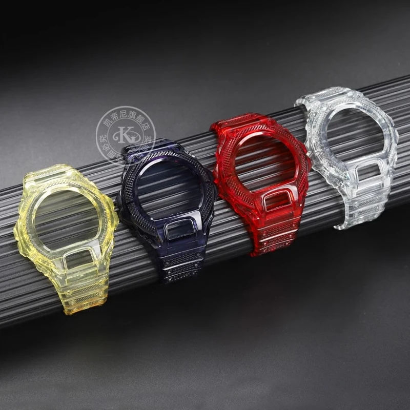 DW 6900 Case + strap for Casio G-Shock DW-6900 Transparent TPU Resin Silicone Bezel Band Men Women Sport Watch Accessories men\'s