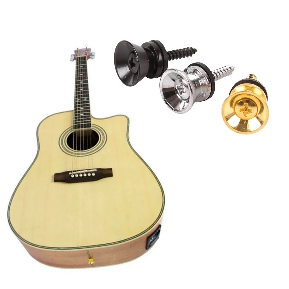 2PCS Guitar Pegs Guitar Strap Lock Buttons End Pins Pegs Screw Locking Parts Accessories For Folk Guitar Electric Guitar Bass