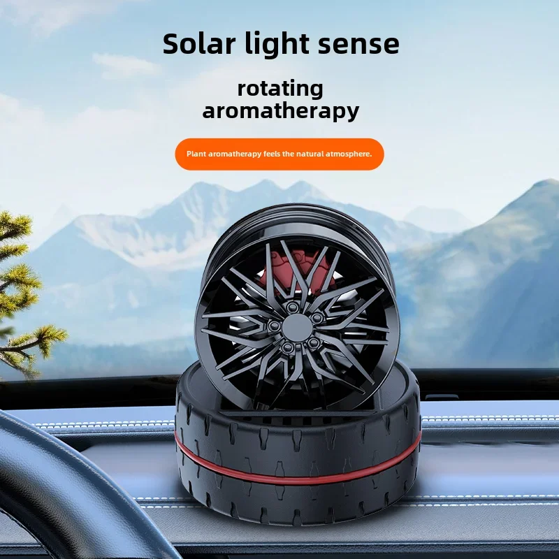 Car Aromatherapy Solar Powered Flying Wheel Hub Fragrance Ornaments Air Freshener To Remove Odor Car Perfume Interior Accessorie