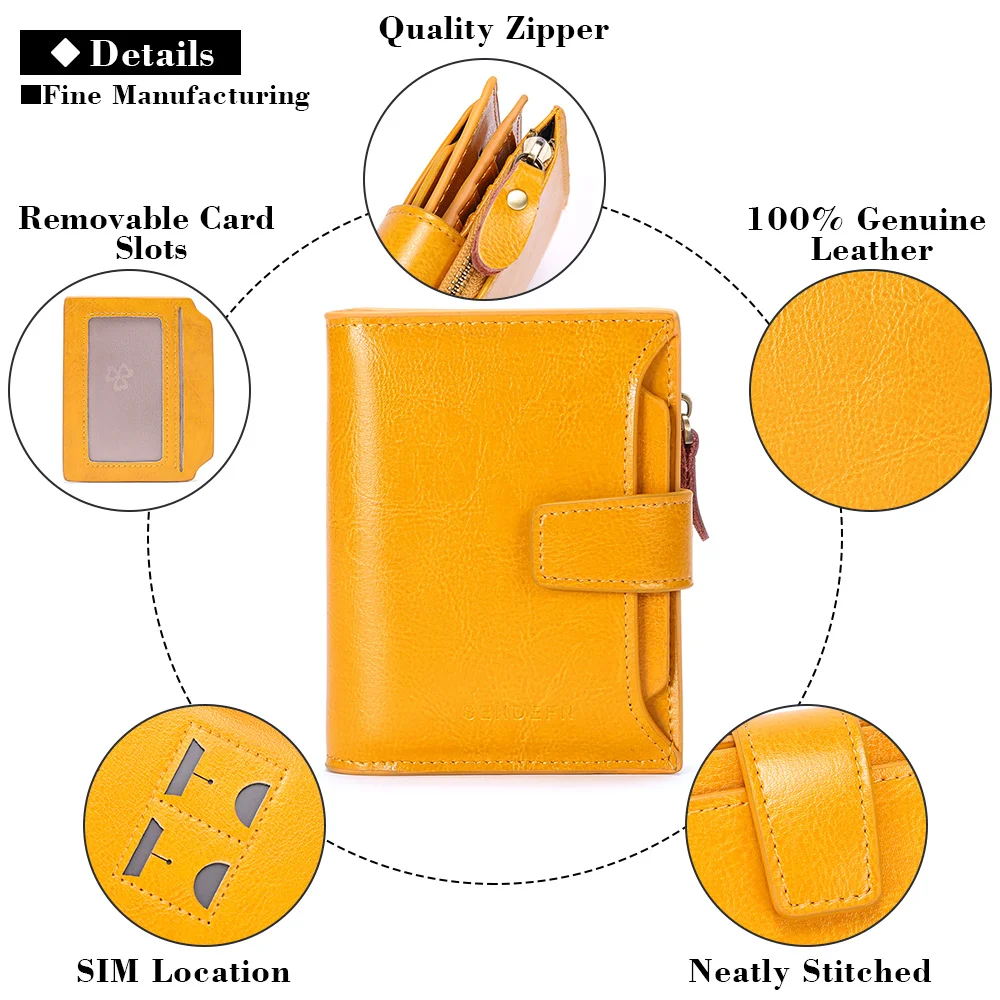 Portafoglio multifunzione da donna di moda portafoglio piccolo per donna porta carte di credito con blocco RFID compatto Bifold in vera pelle