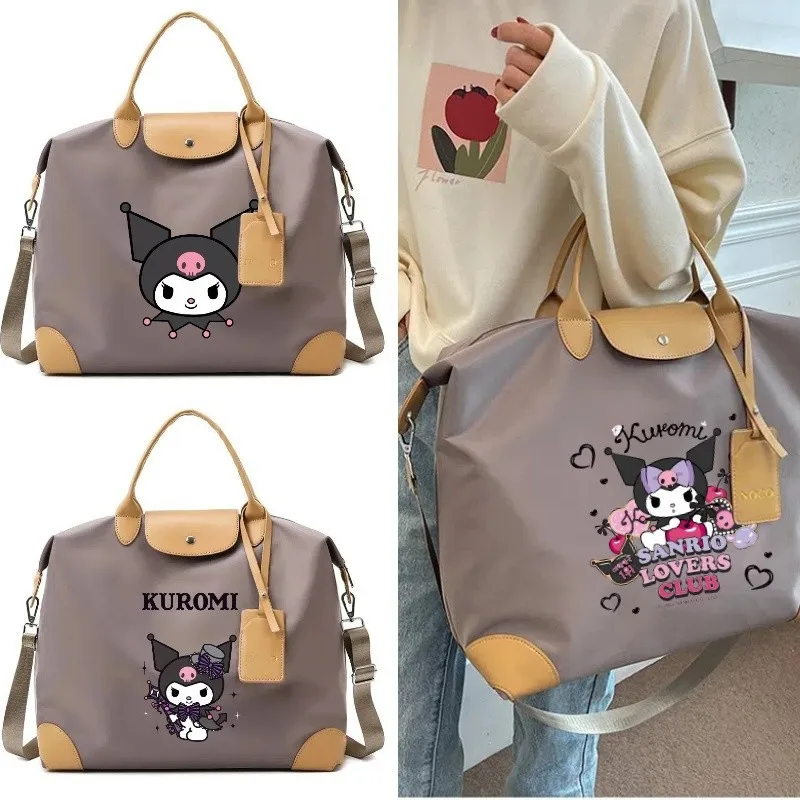 

Kuromi Large Capacity Crossbody Bag Women Oxford Canvas Tote Handbag Cute Cartoon Shoulder Bag