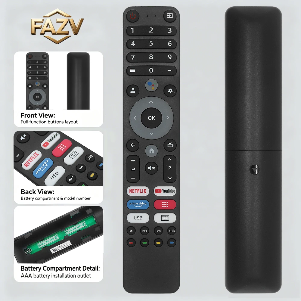 FAZV Voice Remote for CHIQ PEAQ OK PTV32GH-5023C PTV32GH-1024C OTV50AU-5023C OTV43AU-5023C Smart TV