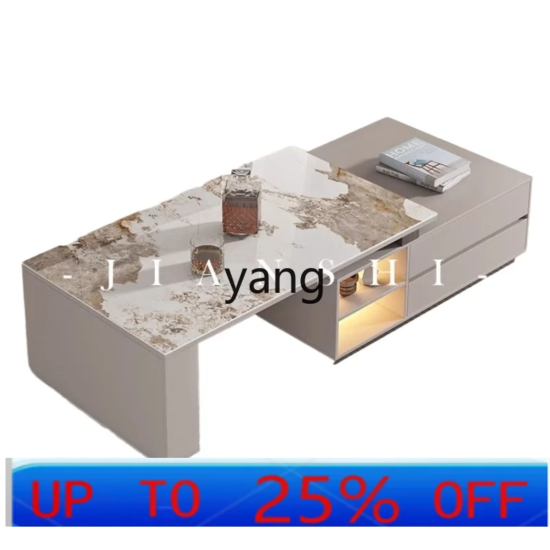 

LTT solid wood coffee table TV cabinet combination living room Italian light luxury modern bright floor cabinet