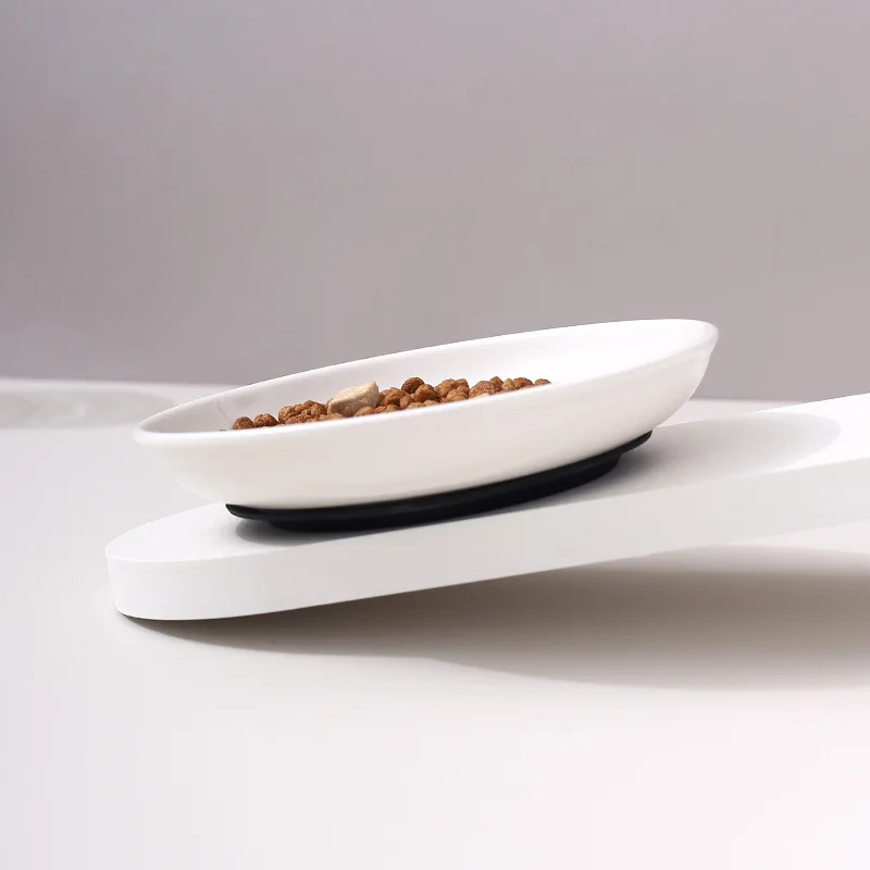 Ceramic Pet Bowl With Silicone Pad for Home Use Fish Bones Cat Claws Food Basin Non Slip Cat Dish Cat Food Tray Pet Feeder