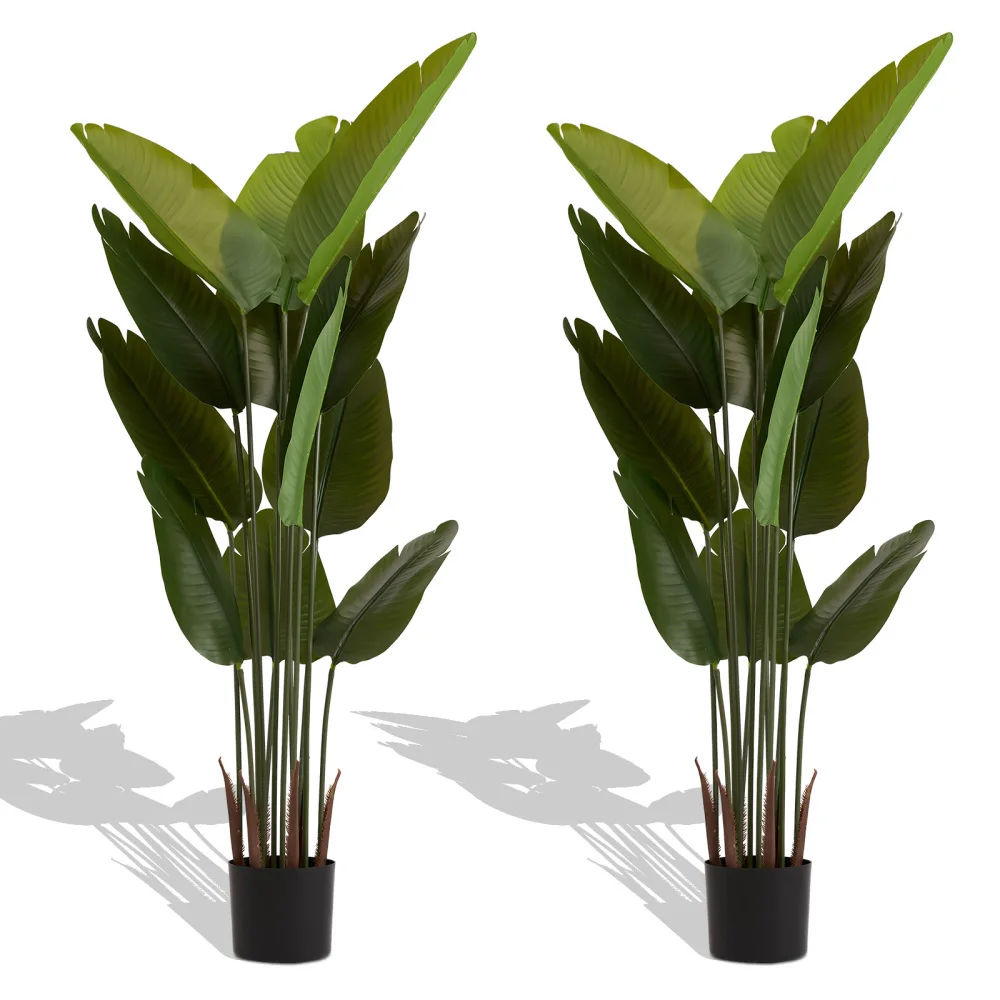 5.2FT Artificial Bird of Paradise Plant in Pot for Indoor or Outdoor Home, Office, or Garden Decoration, 2pcs/set
